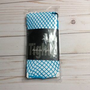 Blue fishnet fashion tights
